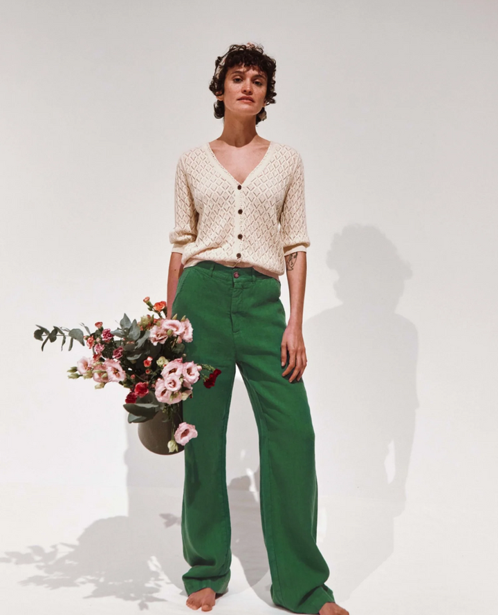 Emile & Ida Brio Clover Green Linen Trousers