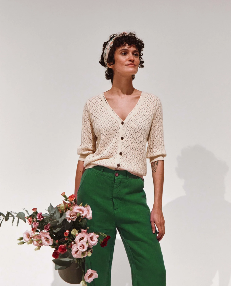 Emile & Ida Brio Clover Green Linen Trousers