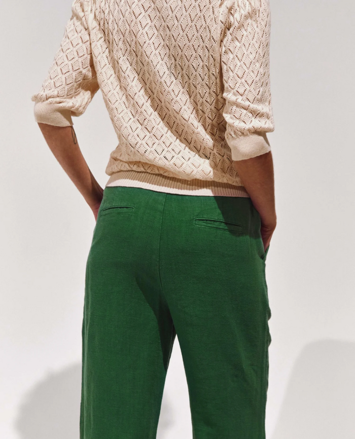 Emile & Ida Brio Clover Green Linen Trousers