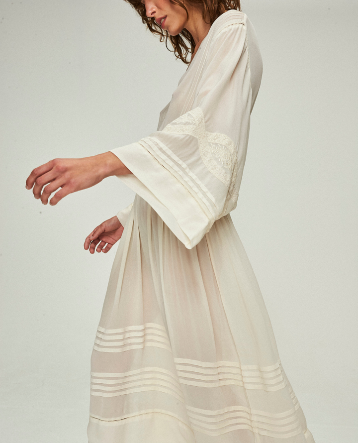 Faune Dahlia Buttermilk Crepe Dress