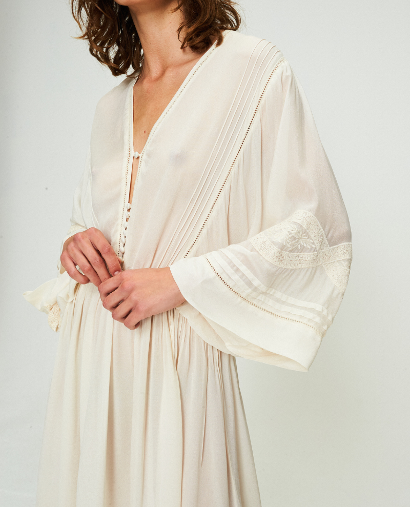 Faune Dahlia Buttermilk Crepe Dress