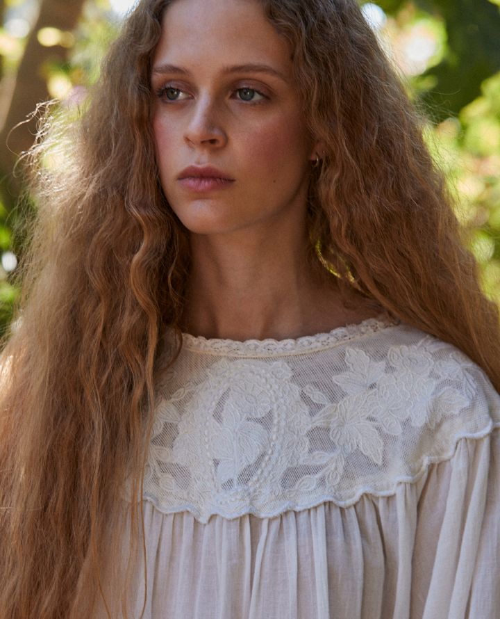 Faune Pearl Vintage White Blouse