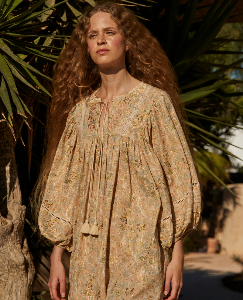 Faune Shiva Green Shiva Print Dress
