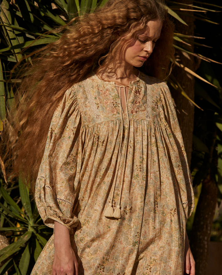 Faune Shiva Green Shiva Print Dress