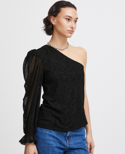 Ichi Jalani Black Asymmetric Top