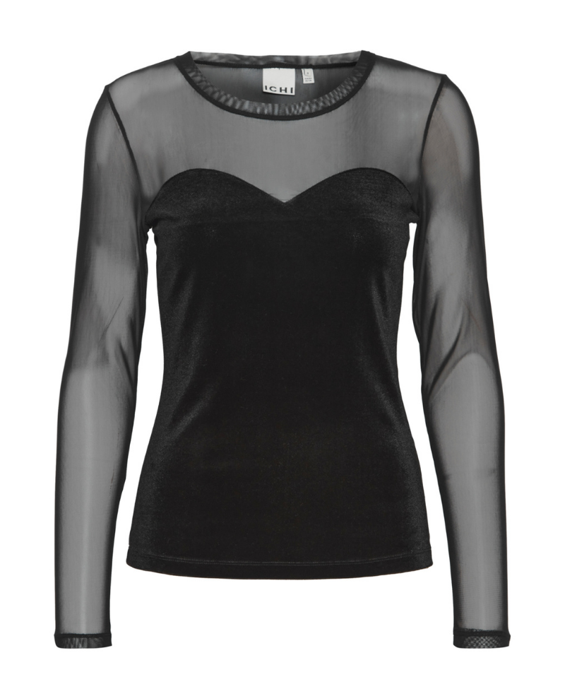 Ichi Lavanny Black Semi Sheer Top