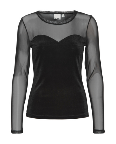 Ichi Lavanny Black Semi Sheer Top