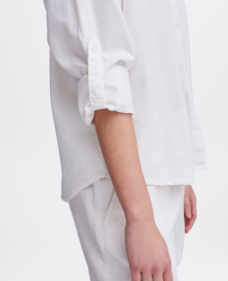 Ichi Lino Cloud White Linen Shirt