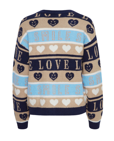 Ichi Motif Navy Cardigan