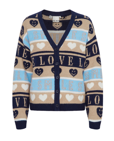 Ichi Motif Navy Cardigan