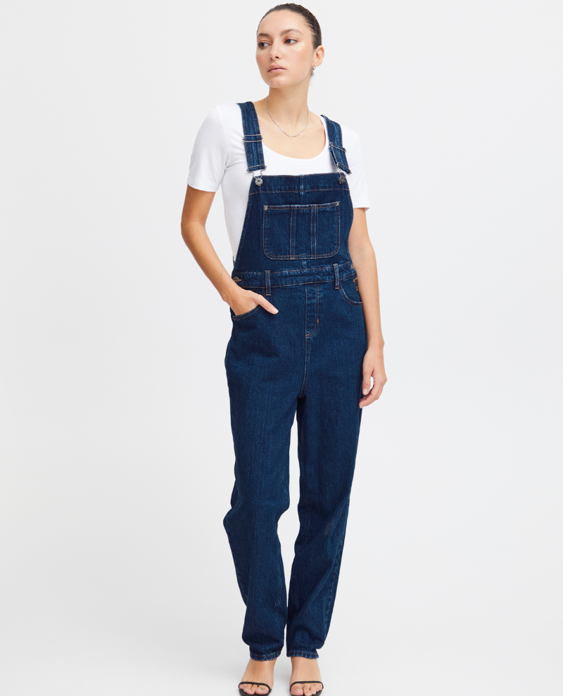 Ichi Camryn Washed Denim Dungarees