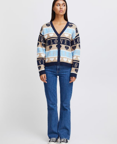 Ichi Motif Navy Cardigan
