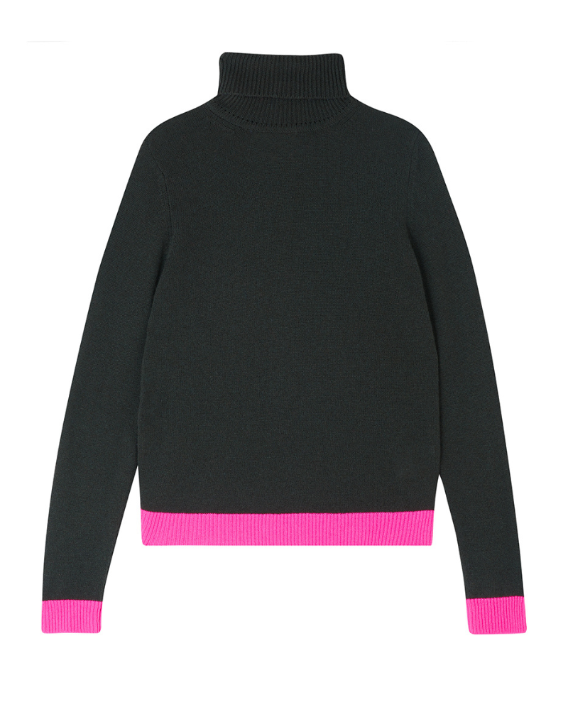 Jumper1234 Contrast Rib Khaki Rollneck