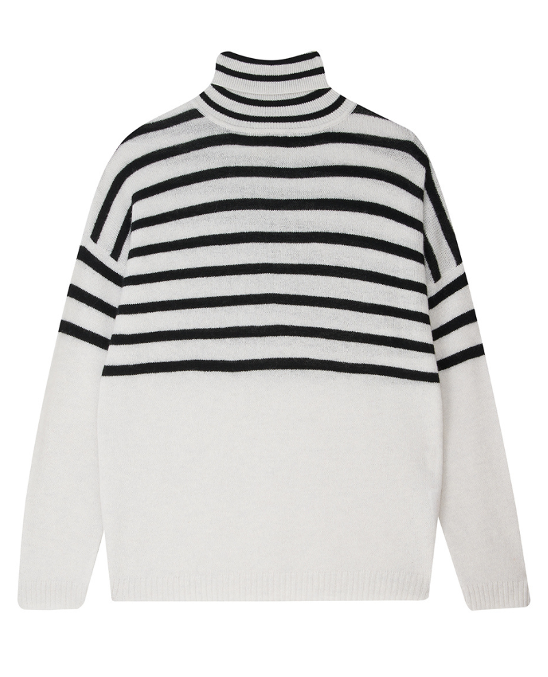 Jumper1234 Stripe Rollneck Marble Black Knit