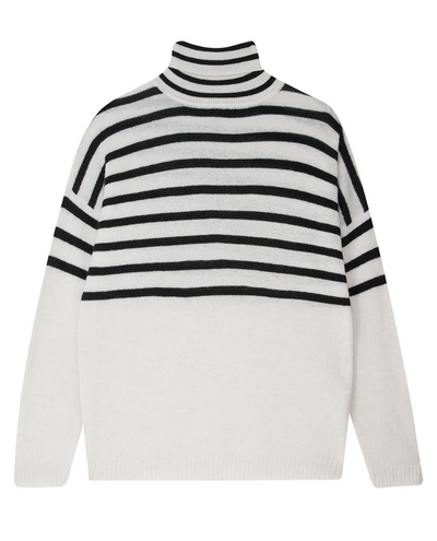 Jumper1234 Stripe Rollneck Marble Black Knit