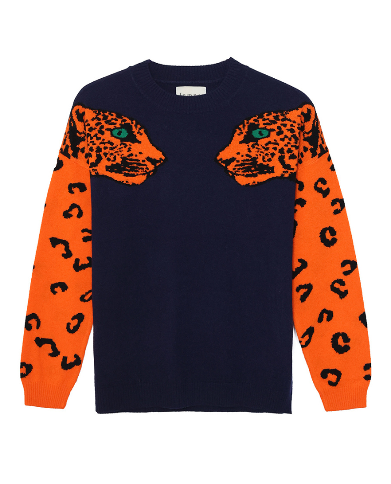 Jumper1234 Leopard Navy Crew Knit