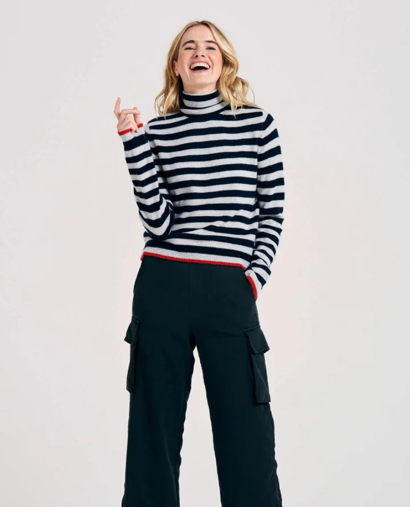Jumper1234 Little Stripe Navy Grey Rollneck