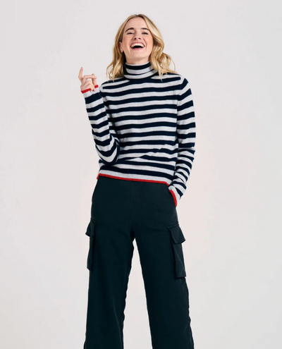 Jumper1234 Little Stripe Navy Grey Rollneck