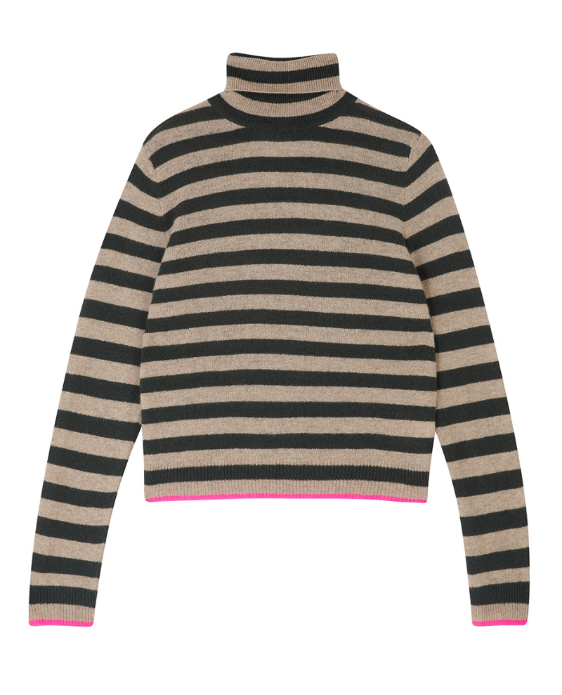 Jumper1234 Little Stripe Khaki Brown Rollneck
