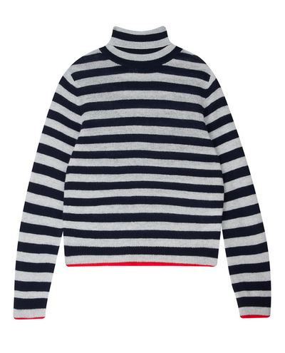 Jumper1234 Little Stripe Navy Grey Rollneck