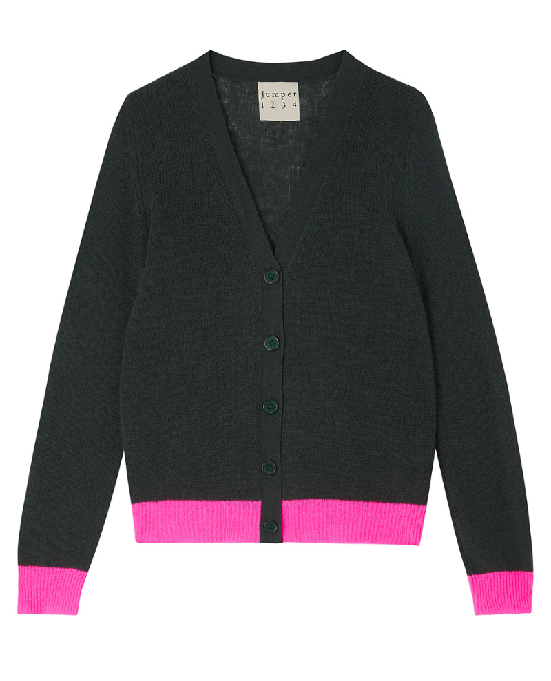 Jumper1234 Contrast Khaki Cardigan
