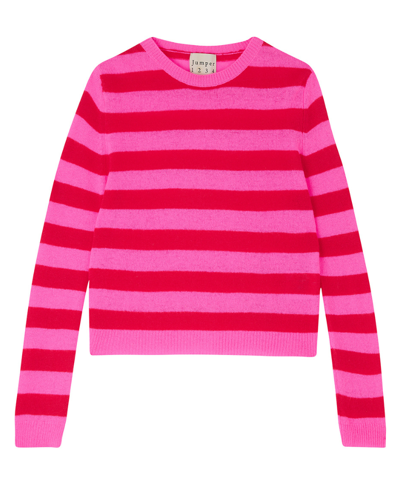 Jumper1234 Stripe Hot Pink Cherry Knit