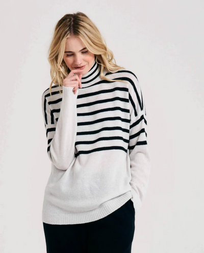 Jumper1234 Stripe Rollneck Marble Black Knit