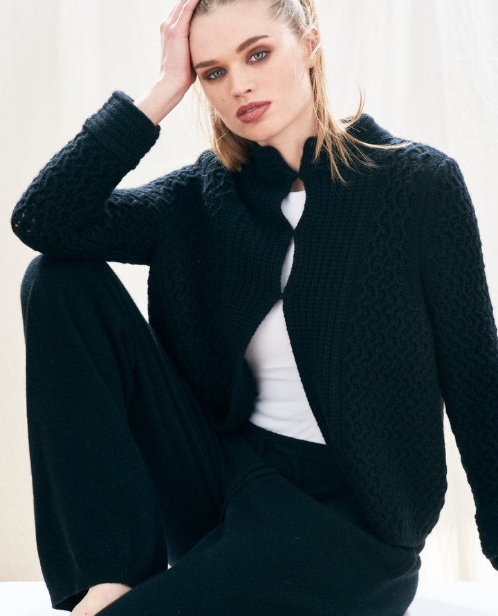Jumper1234 Textured Black Cardigan