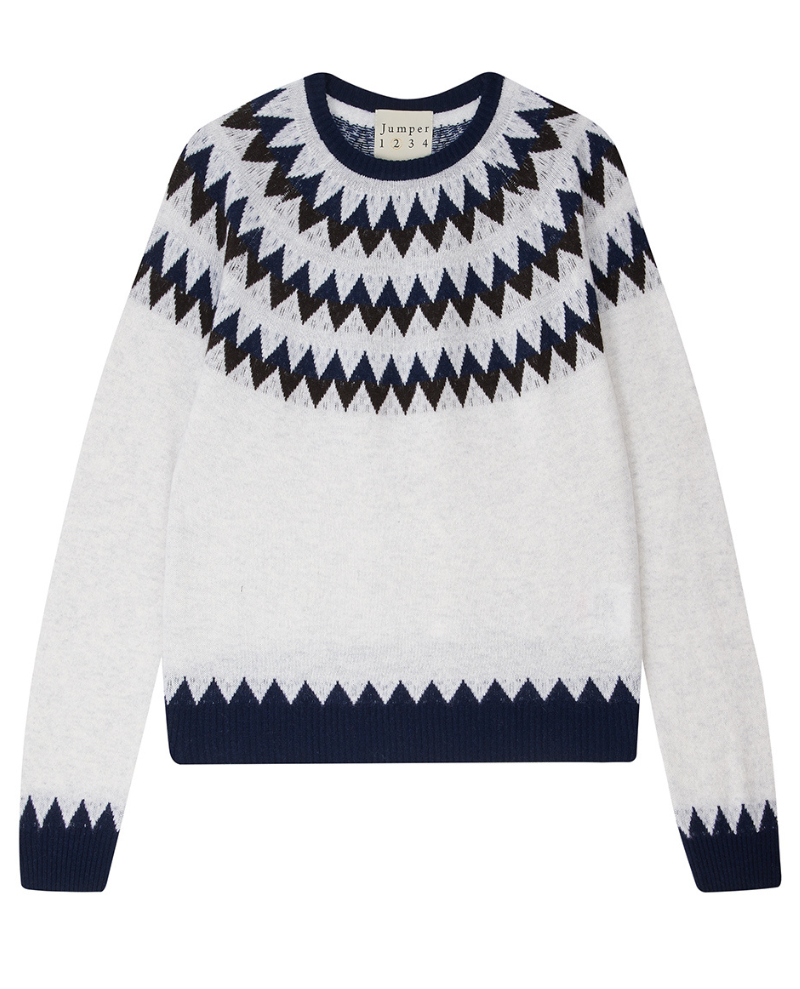 Jumper1234 Val Navy Marble Zigzag Knit