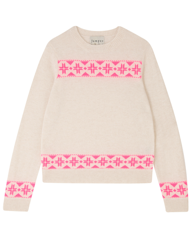 Jumper1234 Crystal Oatmeal Neon Pink Knit