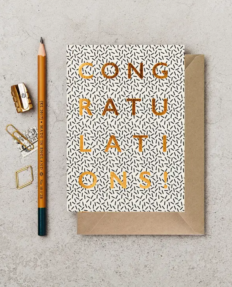 Katie Leamon B&W Gold Congratulations Card