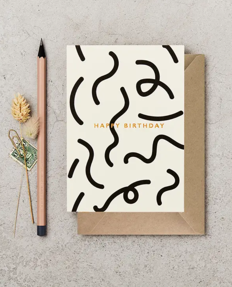 Katie Leamon B&W Birthday Squiggle Card