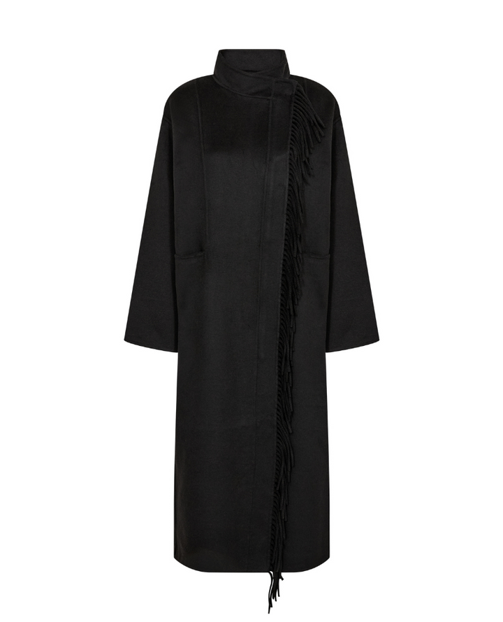 Levete Room Owa Black Fringe Coat