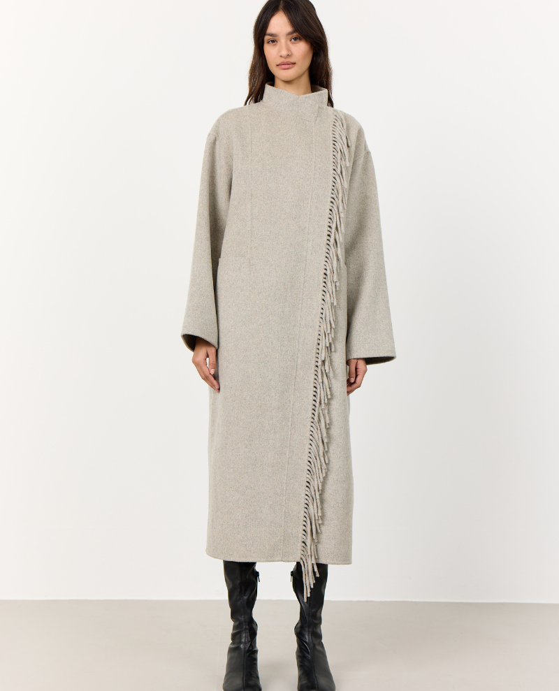 Levete Room Owa Black Fringe Coat