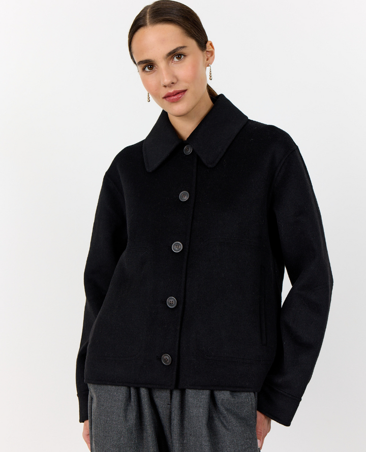 Levete Room Owa Black Short Wool Coat