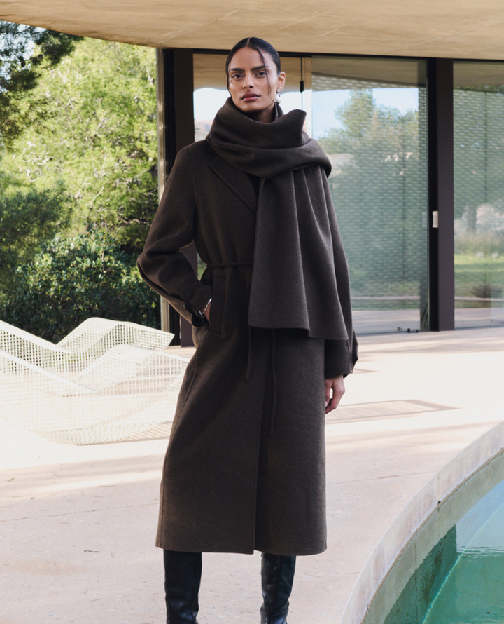Levete Room Owa Long Brown Belted Coat