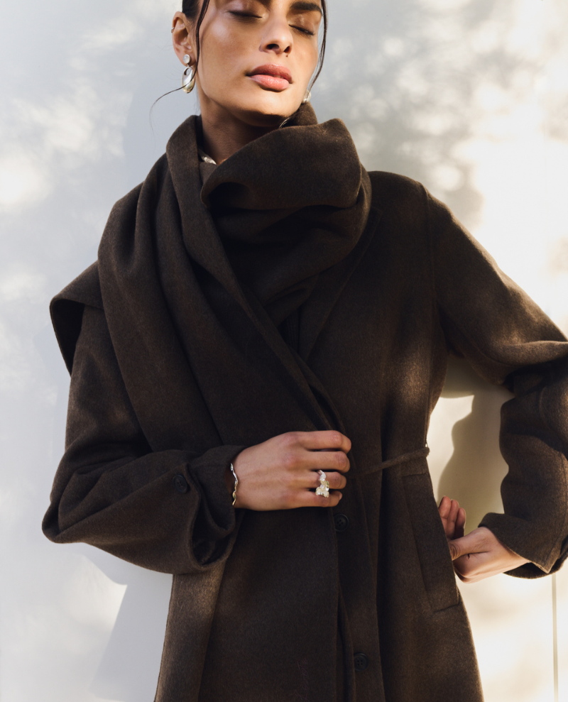 Levete Room Owa Long Brown Belted Coat