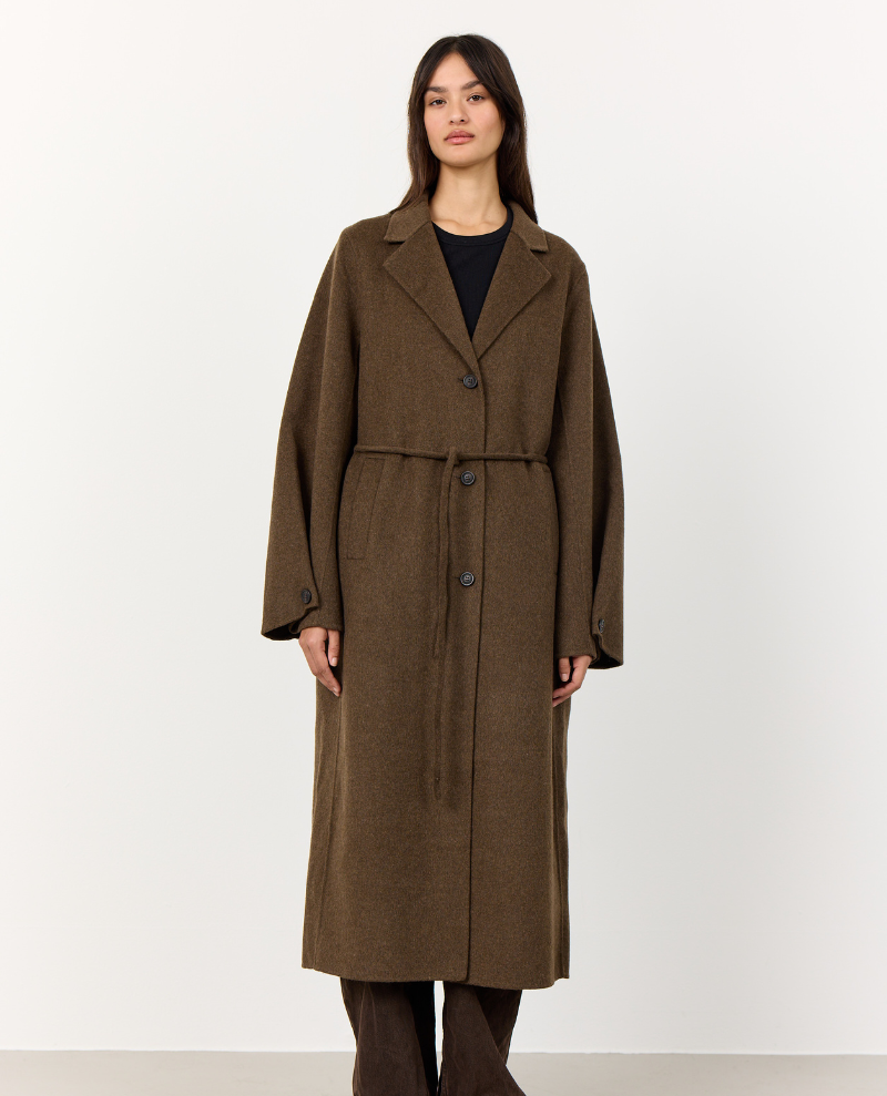 Levete Room Owa Long Brown Belted Coat