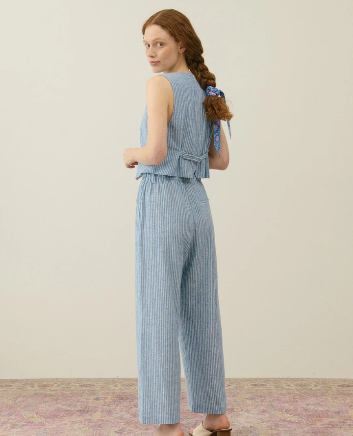 Louise Misha Franckie Blue Stripe Waistcoat