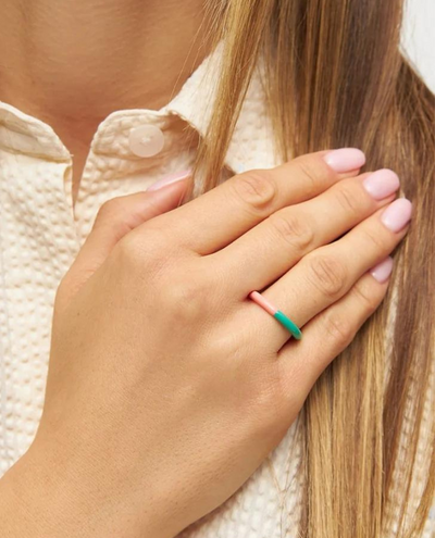 Lulu Copenhagen Double Colour Green Peach Ring