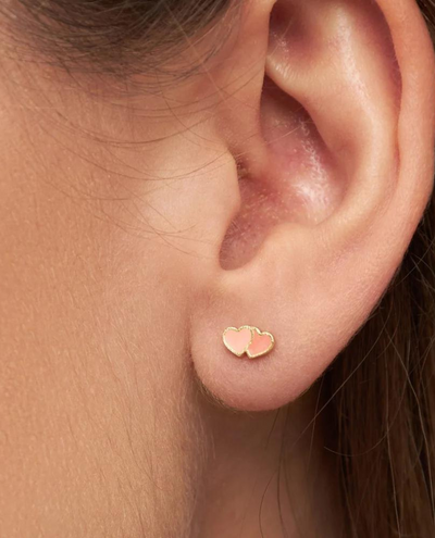 Lulu Copenhagen Pink Love Hearts Ear Stud