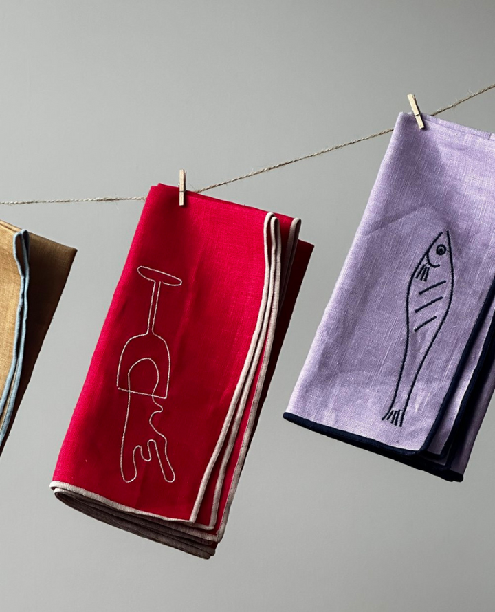 MÆGEN Fish Linen Blend Napkins (Set of 2)
