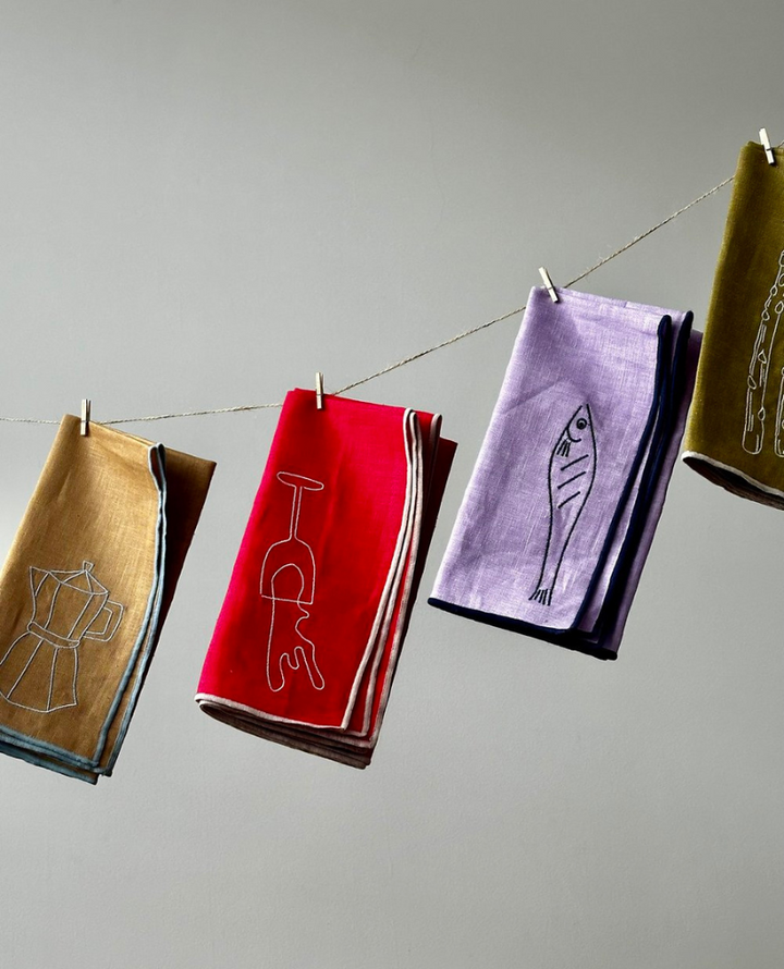 MÆGEN Fish Linen Blend Napkins (Set of 2)