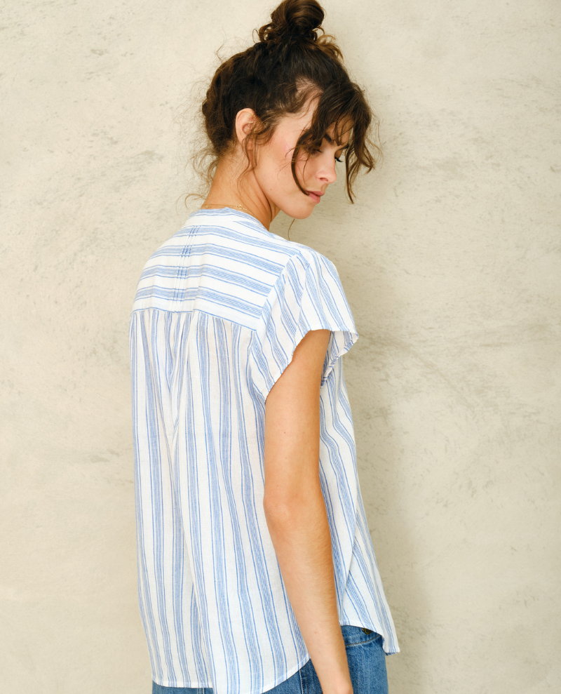 Mabe Freya Blue Stripe Lace Top