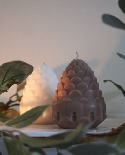 Mae Fleur Pine Cone Brown Candle on