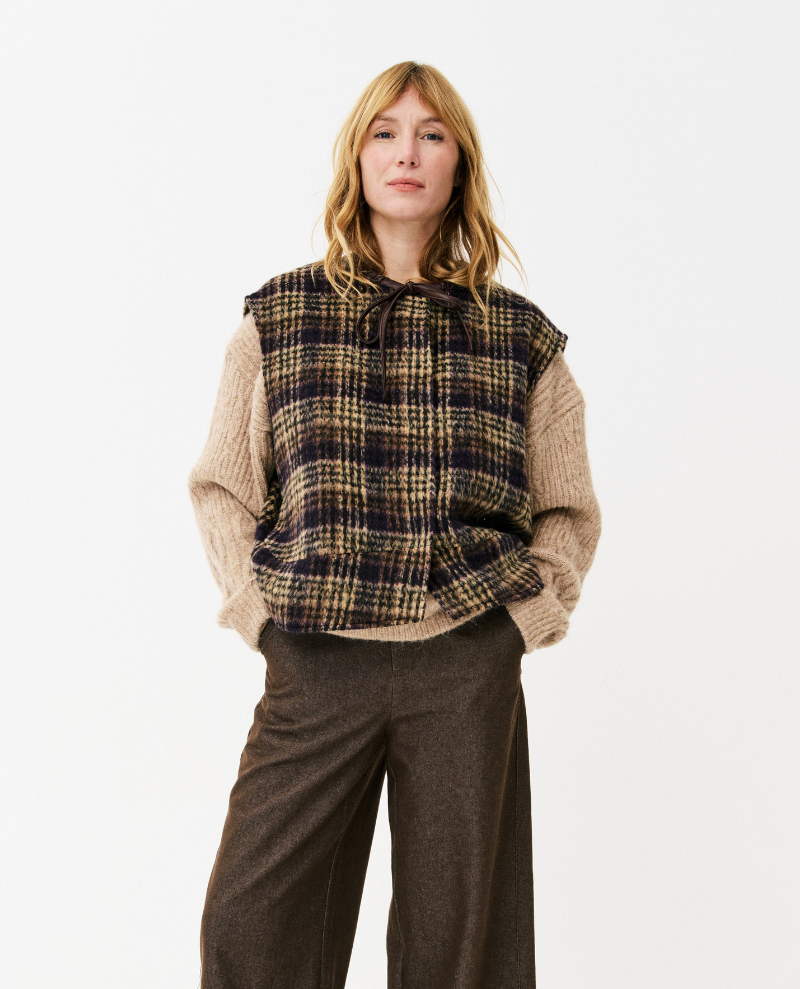 Maison Anana Piat Brown Check Gilet