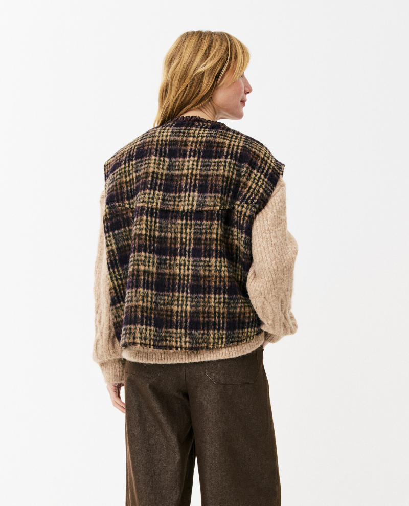 Maison Anana Piat Brown Check Gilet
