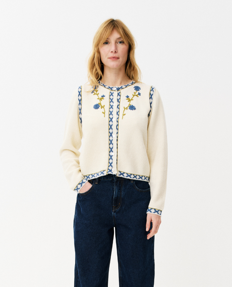 Maison Anana Prissie Cream Floral Cardigan