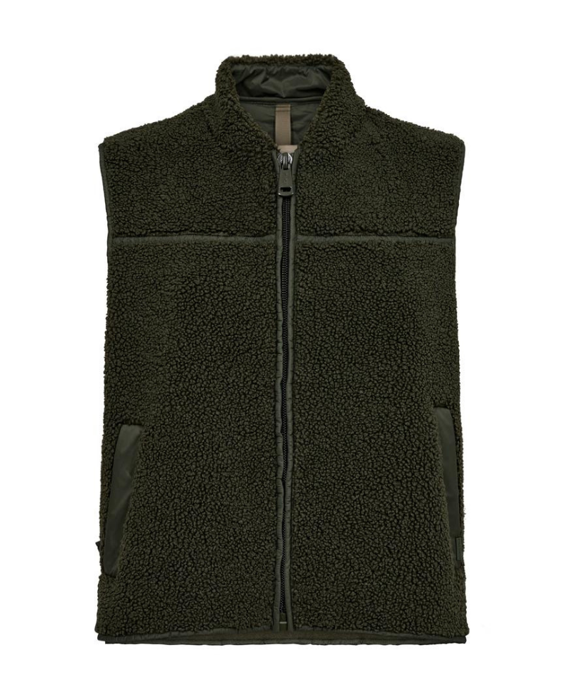 Mos Mosh Rowe Teddy Forest Green Gilet