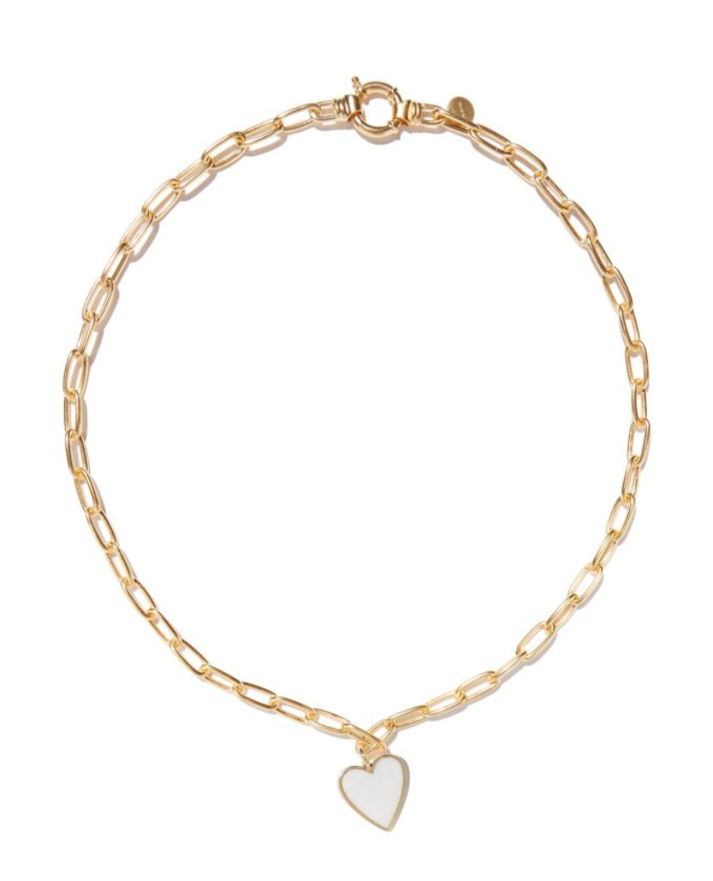 Mimi Et Toi Gold Cheri White Heart Necklace